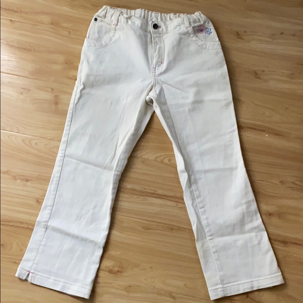 White flare pants